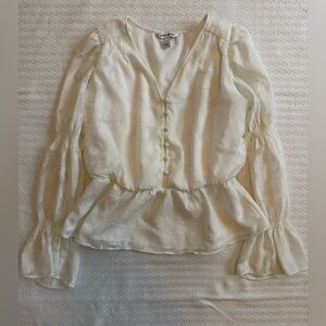 Elizabeth + James Ivory Floral Peplum Top • Size S